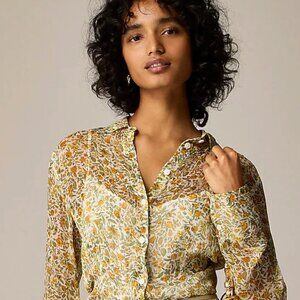 J.Crew Crinkle chiffon button-up shirt in floral vines NWT Size 4